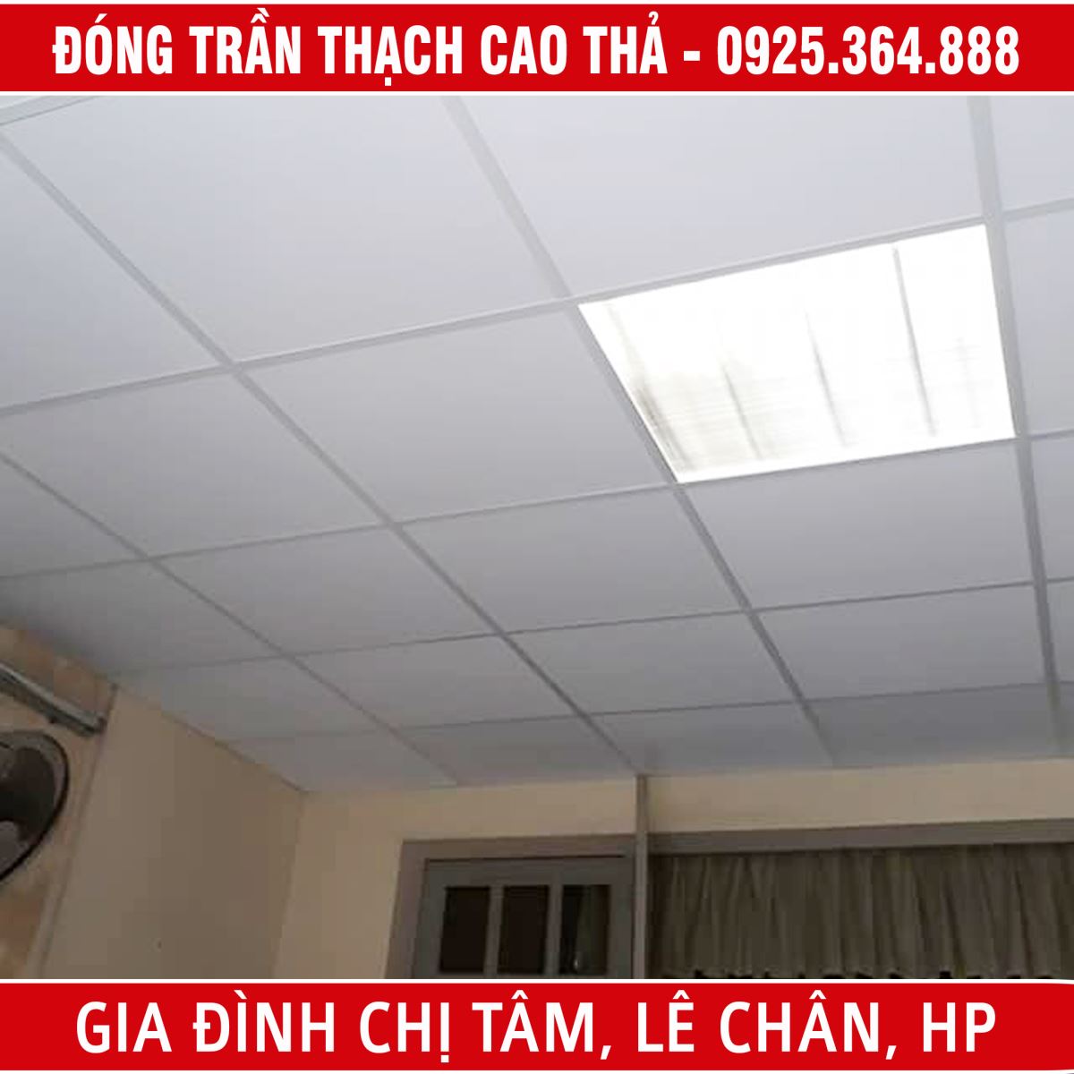 Thi công trần thạch cao thả tại nhà chị Tâm, Lê Chân, Hải Phòng